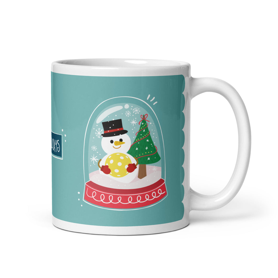 Pickleball Snowman Snowglobe - Ceramic Mug