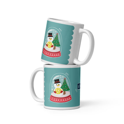 Pickleball Snowman Snowglobe - Ceramic Mug