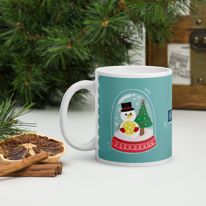Pickleball Snowman Snowglobe - Ceramic Mug