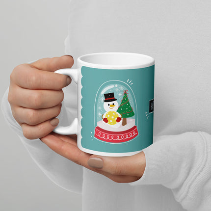 Pickleball Snowman Snowglobe - Ceramic Mug
