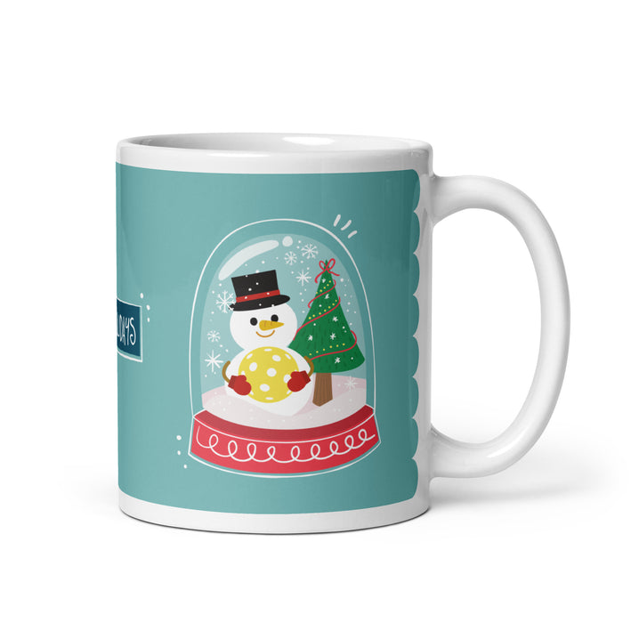 Pickleball Snowman Snowglobe - Ceramic Mug
