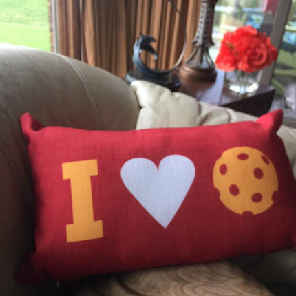 I Heart Pickleball Pillow - Classic Red