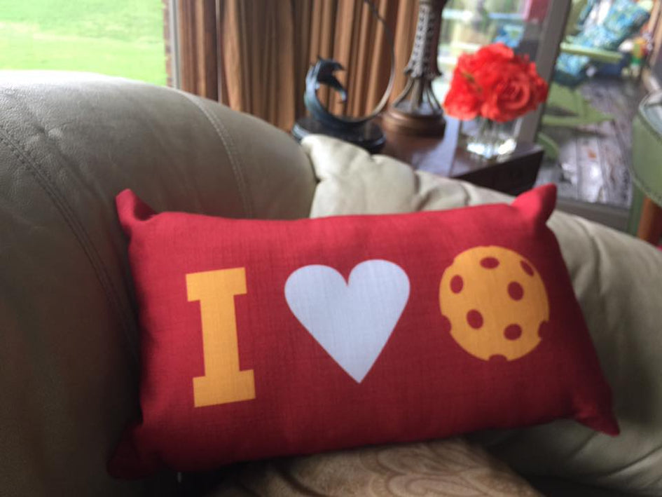 I Heart Pickleball Pillow - Classic Red
