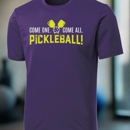 Come One. Come All. Pickleball! - Mens Performance Tee