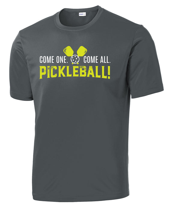 Come One. Come All. Pickleball! - Mens Performance Tee
