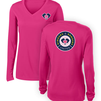 Dinkers & Bangers PINK UNITED - Women's Performance Long Sleeve Tee