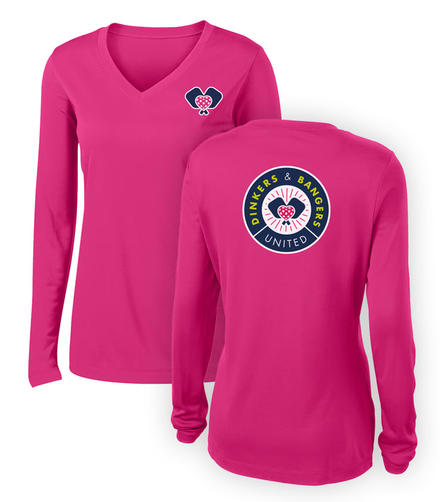 Dinkers & Bangers PINK UNITED - Women's Performance Long Sleeve Tee