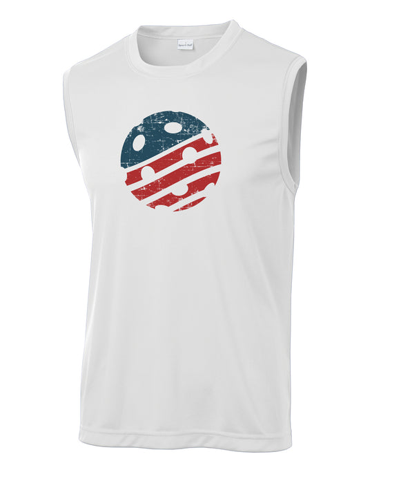USA Pickleball Flag - Mens Performance Sleeveless Tank