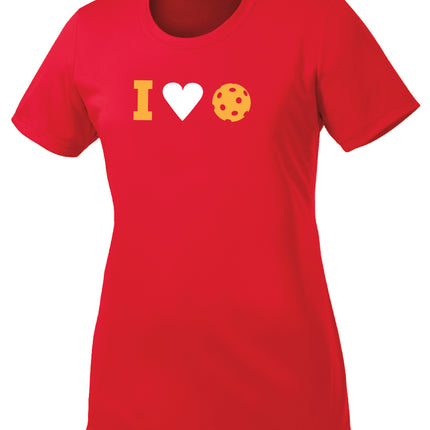 I Heart Pickleball - Womens Short Sleeve Performance Tee