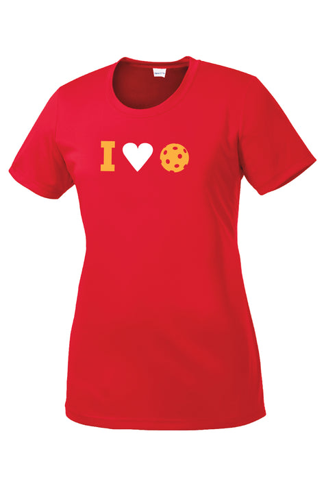 I Heart Pickleball - Womens Short Sleeve Performance Tee