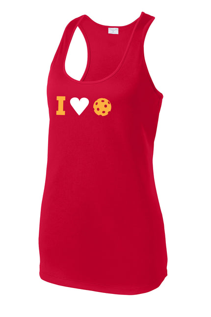 I Heart Pickleball - Womens Performance Racerback Tank