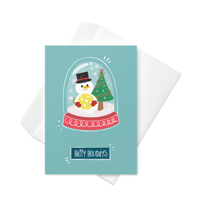 Pickleball Snowman Snow Globe - Christmas Cards (Set of 10)