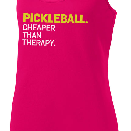 Pickleball. Cheaper Than Therapy. - Womens Performance Racerback Tank