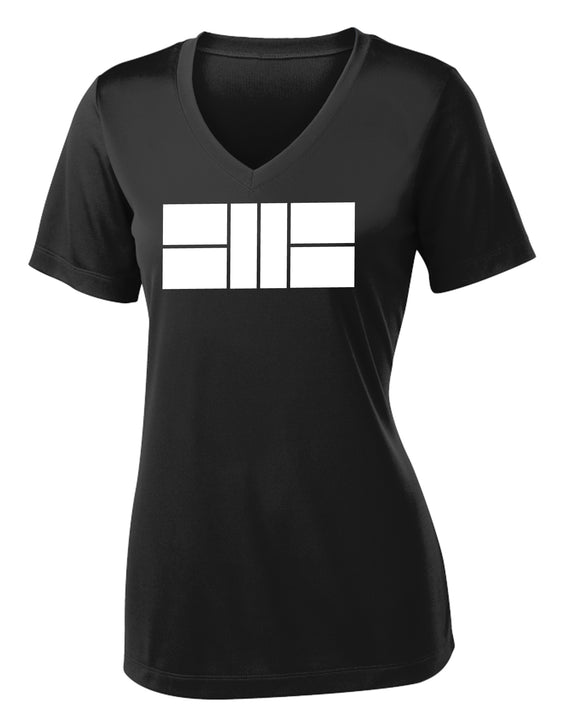 Pickleball Court - Womens Performance V Neck Tee