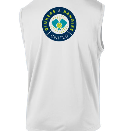 Dinkers & Bangers United™ Mens Sleeveless Performance Pickleball Tee - Back View