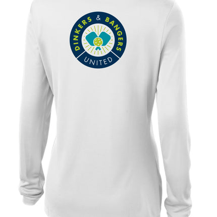 Dinkers & Bangers United™ Womens Longsleeve Performance Pickleball Tee - Back View