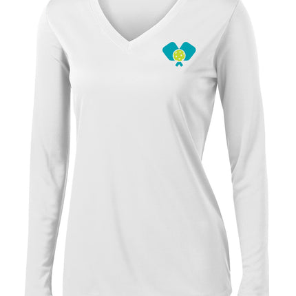 Dinkers & Bangers United™ Womens Longsleeve Performance Pickleball Tee - Front View