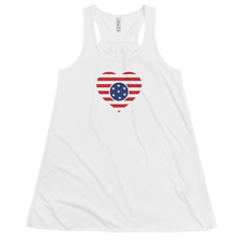 Load image into Gallery viewer, LOVE USA Flag - Women&#39;s Flowy Racerback Tank
