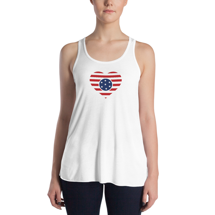 LOVE USA Flag - Women's Flowy Racerback Tank